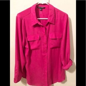 Zack & Rachel pink button down roll up sleeve top